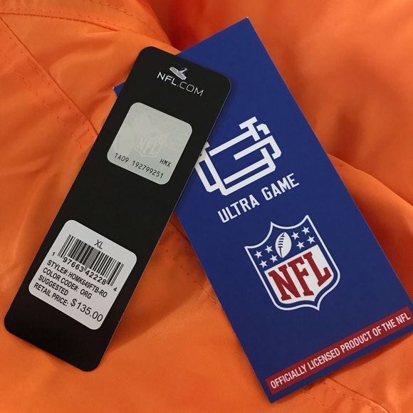 NFL X Ultra Game Tampa Bay Buccaneers Mens Retro Style Classic Orange Jacket NEW - Picture 5 of 8